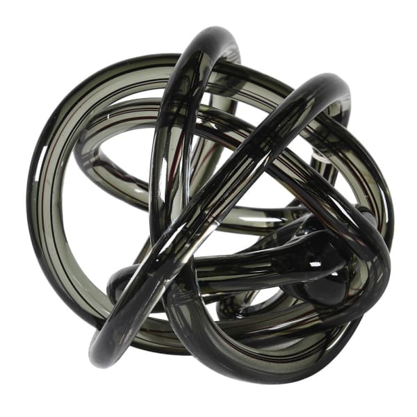 Hand Blown Grey Stripe Glass Knot Ornament