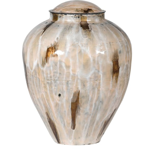 Large Enamel Lidded Vase