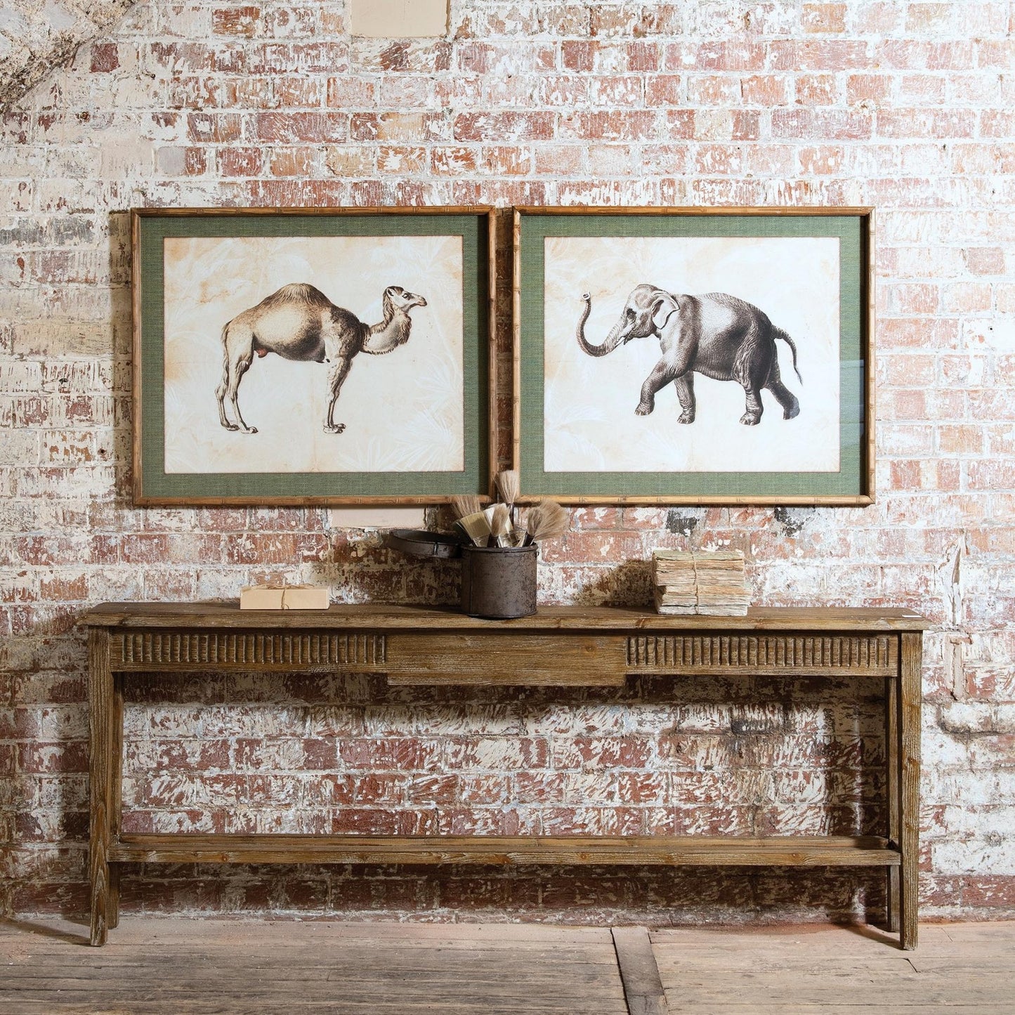 Set Of 2 Camel And Elephant Wall Art