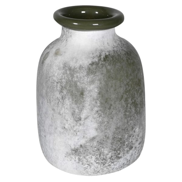 Hand Blown Frosted Olive Glass Vase