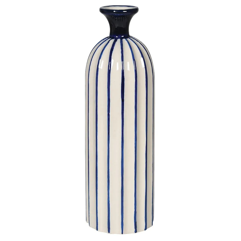 Large Blue Stripe Ceramic Vase