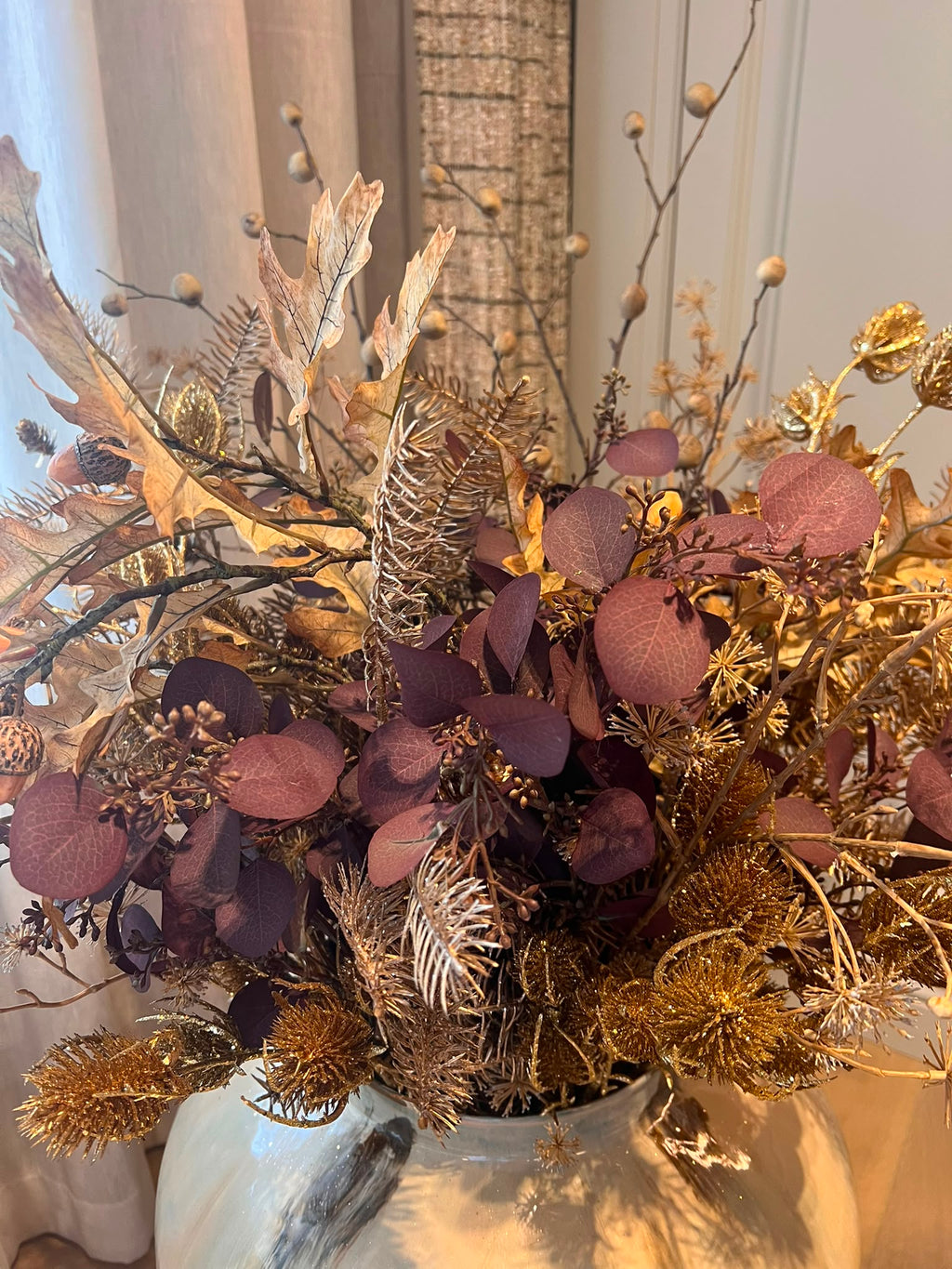 Bespoke Floral Arrangement with Eryngo, Pine & Dogwood