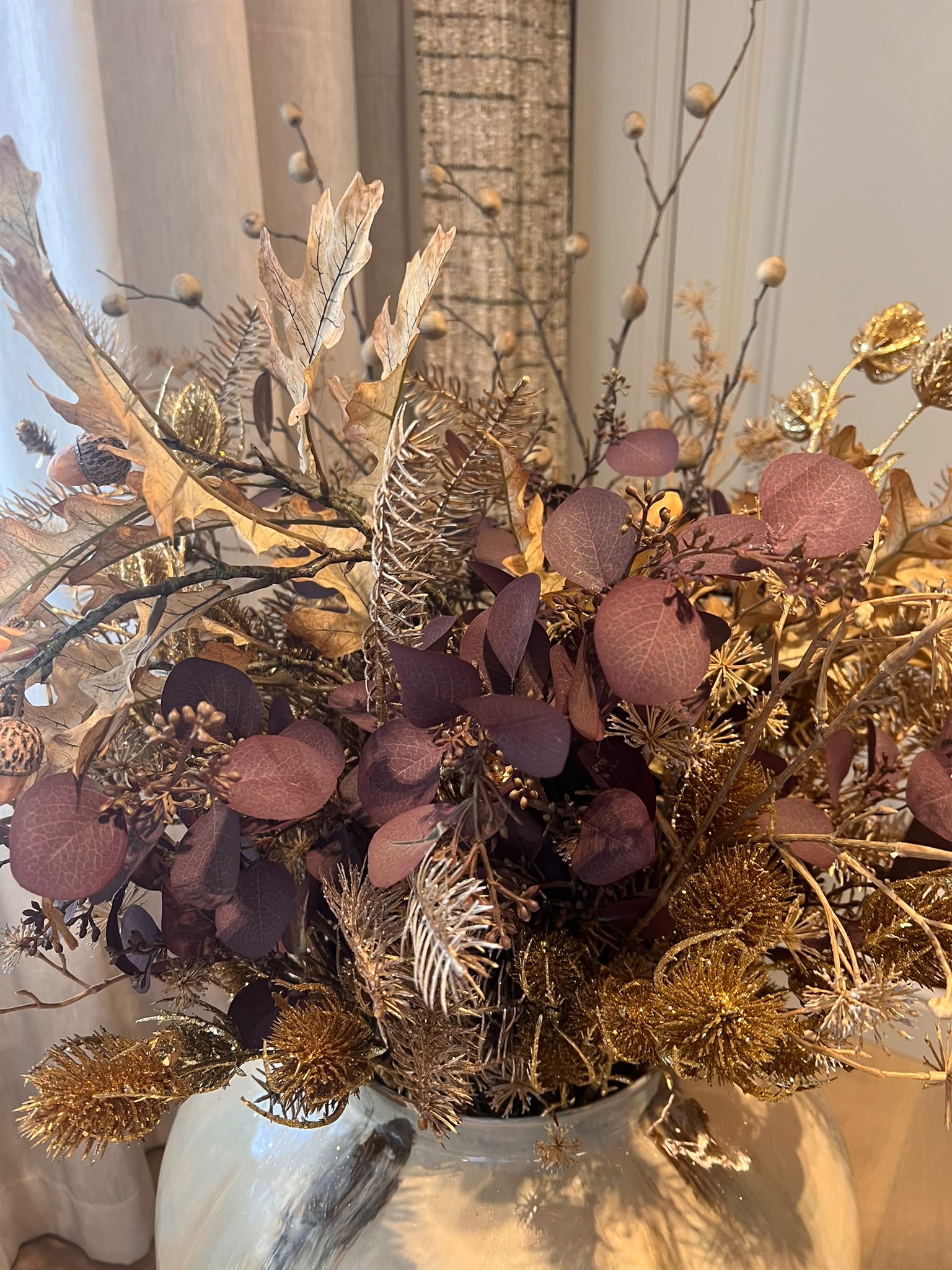 Bespoke Floral Arrangement with Eryngo, Pine & Dogwood