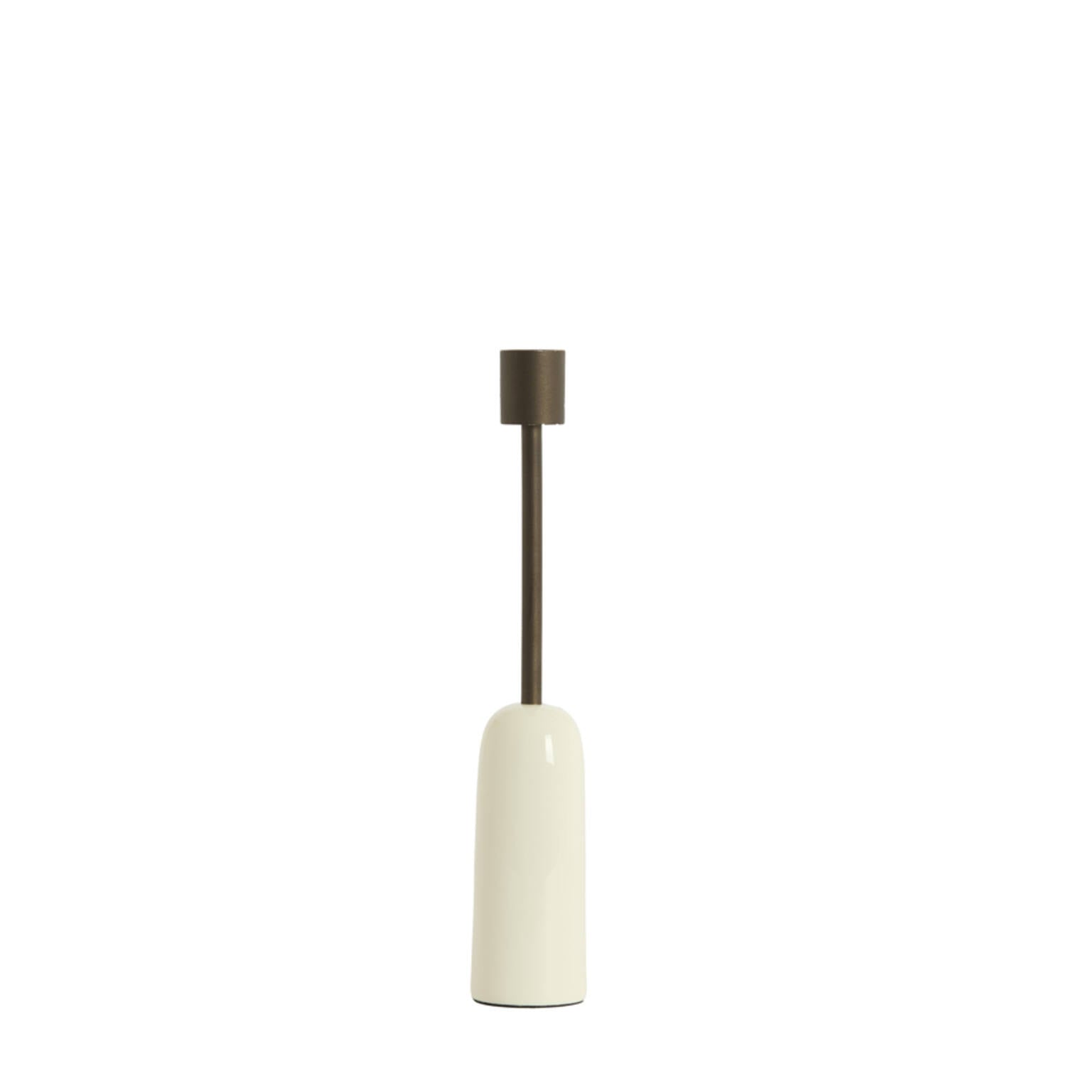 Yasilo Brown Bronze & Shiny Cream Candlestick in Small
