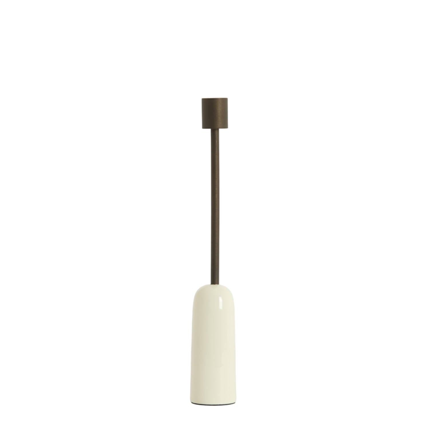 Yasilo Brown Bronze & Shiny Cream Candlestick in Medium