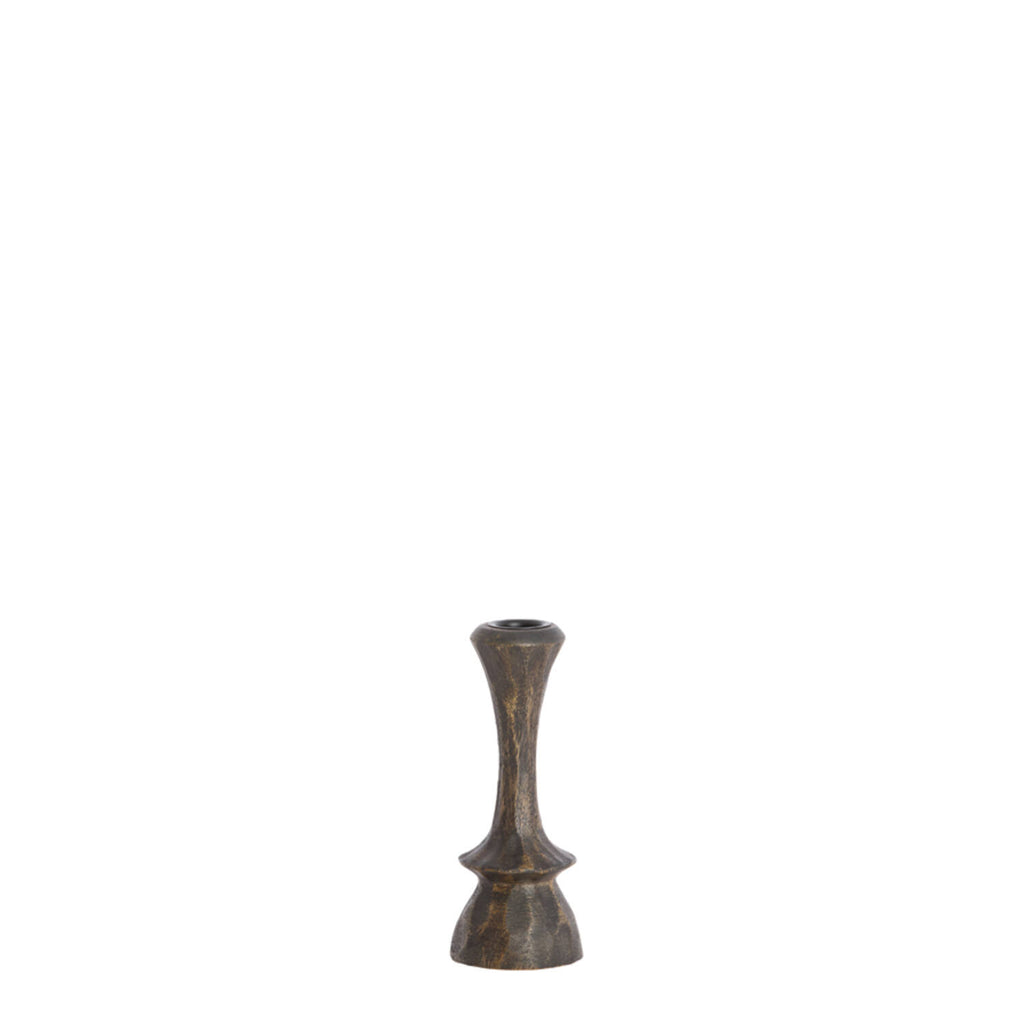 Cirilo Dark Brown Wooden Candle Stick in Small