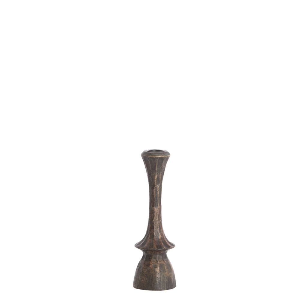 Cirilo Dark Brown Wooden Candle Stick in Large