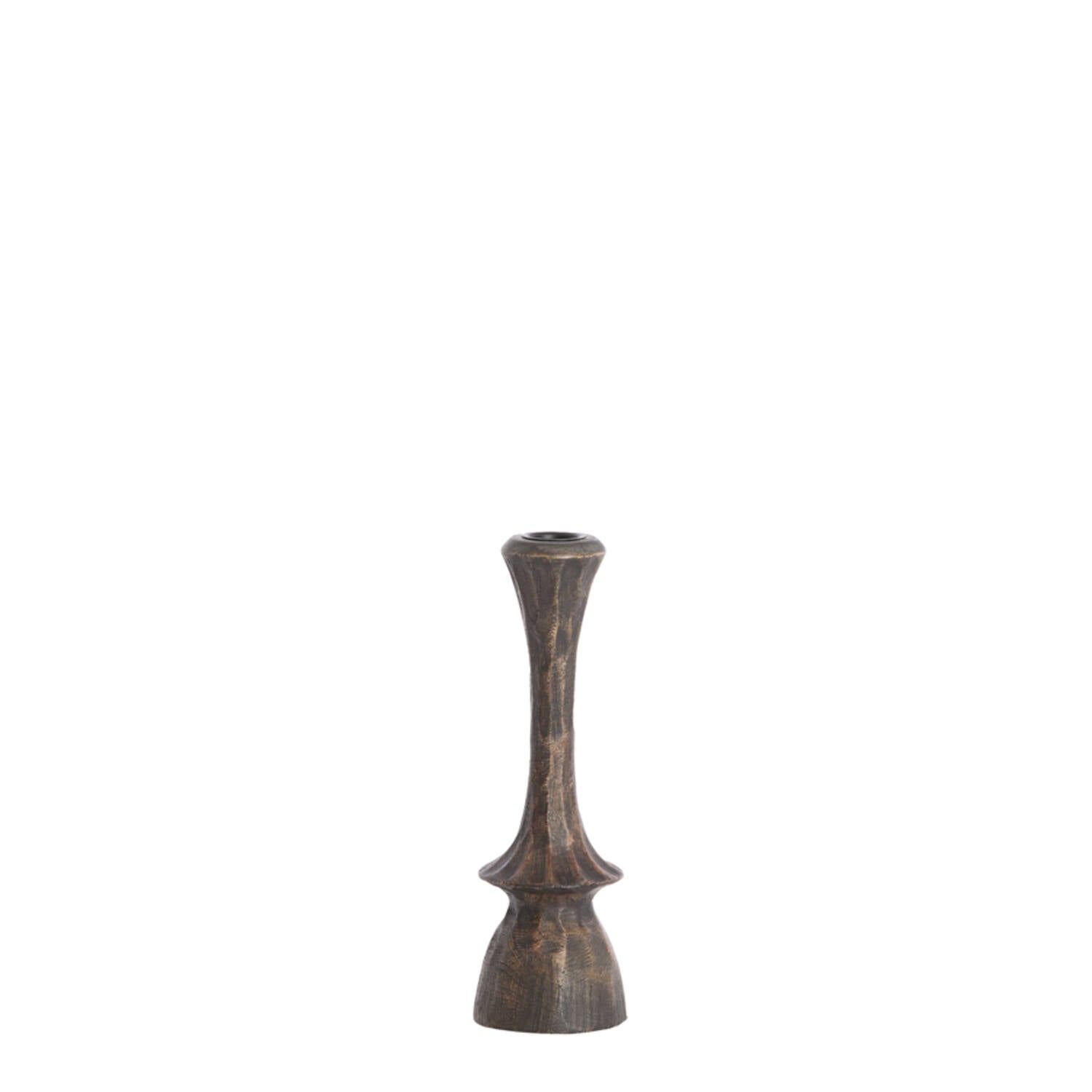 Cirilo Dark Brown Wooden Candle Stick in Large