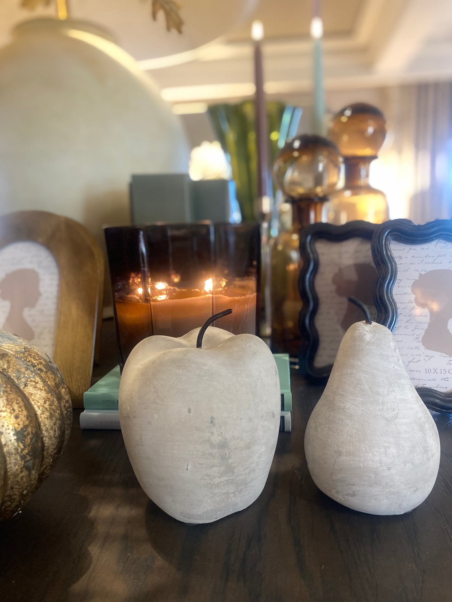 Grey Washed Apple and Pear Ornaments