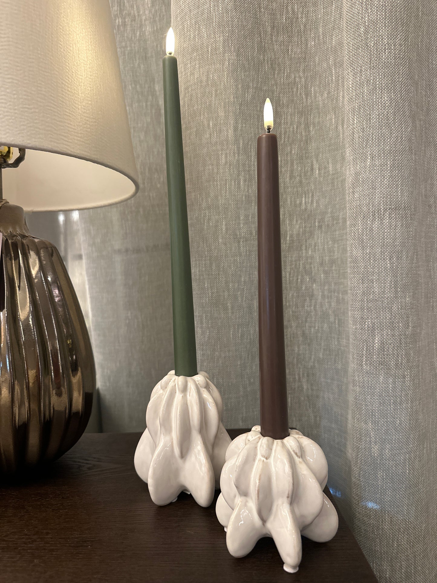 White 2 Piece Candle Holders