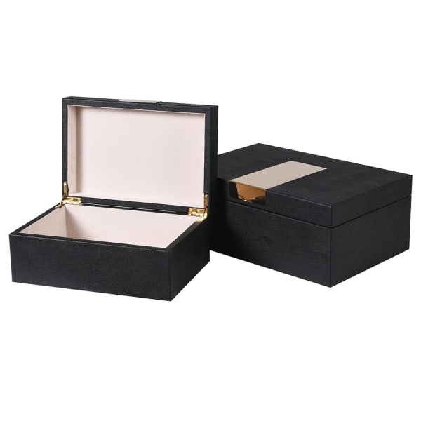 Set of 2 Black and Gold Boxes