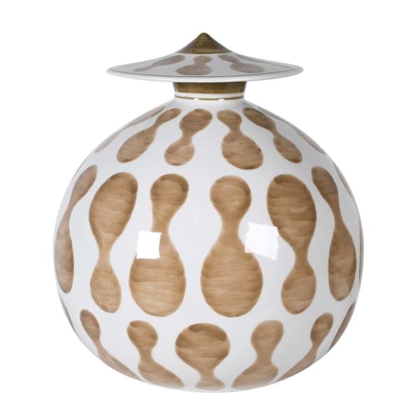Brown and White Porcelain Painted Jar