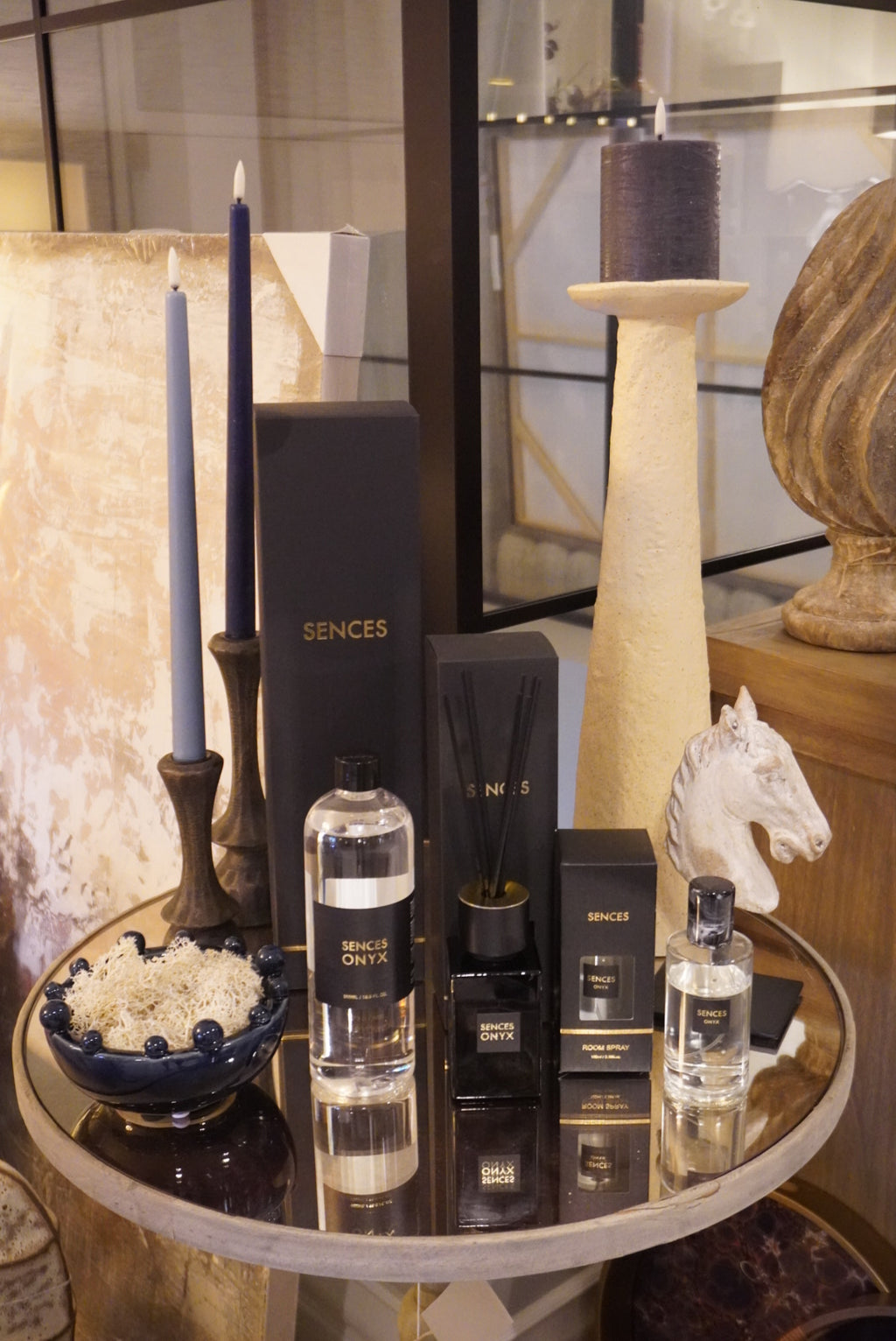 Cirilo Dark Brown Wooden Candle Stick in Small