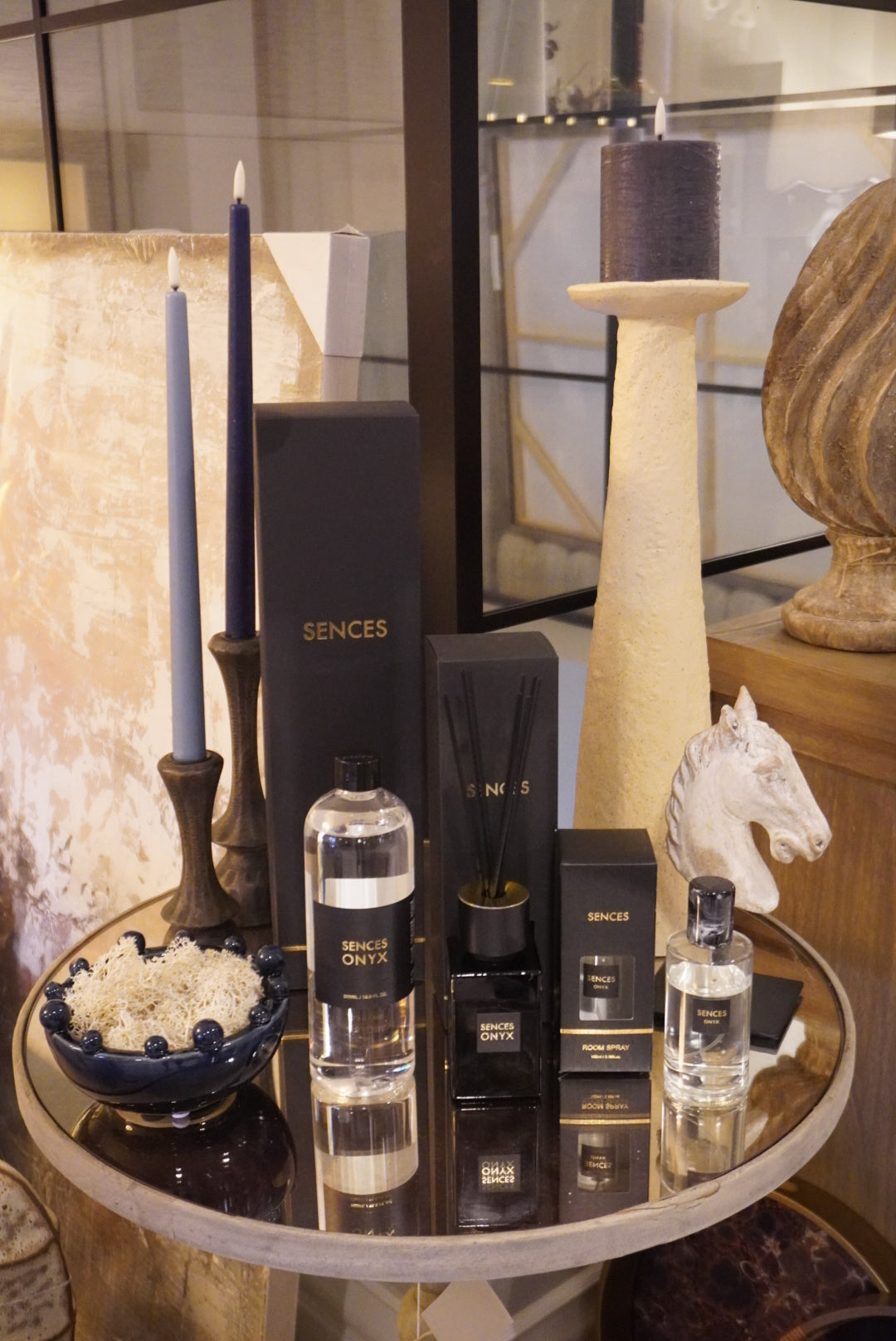 Cirilo Dark Brown Wooden Candle Stick in Small