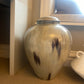 Large Hand Made Coffee Enamel Lidded Vase