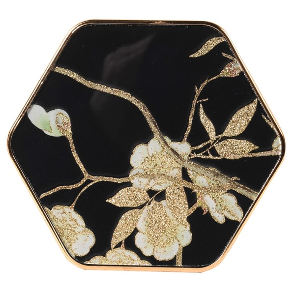 Set of 4 Floral Hexagonal Coasters with Holder