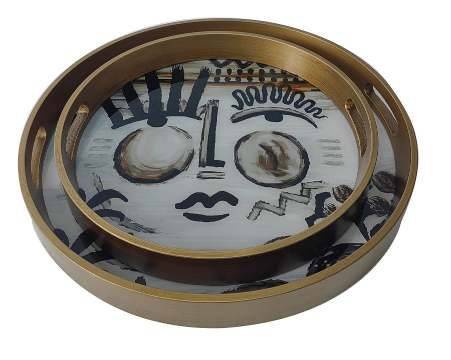 Set of Two 'Louxor' Round Trays
