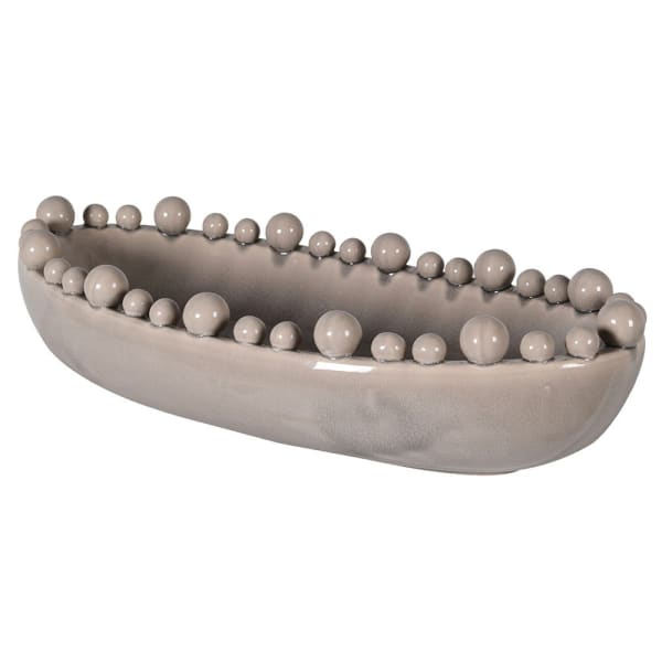 Cream Oval Bobble Edged Bowl