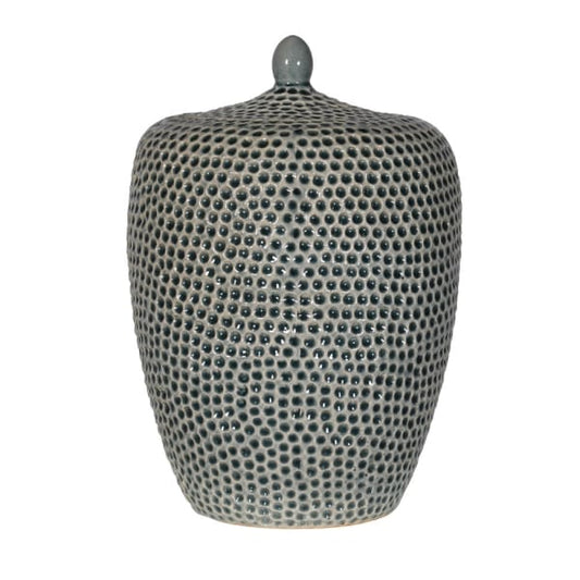 Large dotted ceremic jar with lid