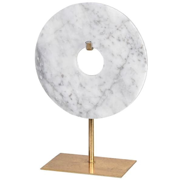 Round marble ring on gold stand